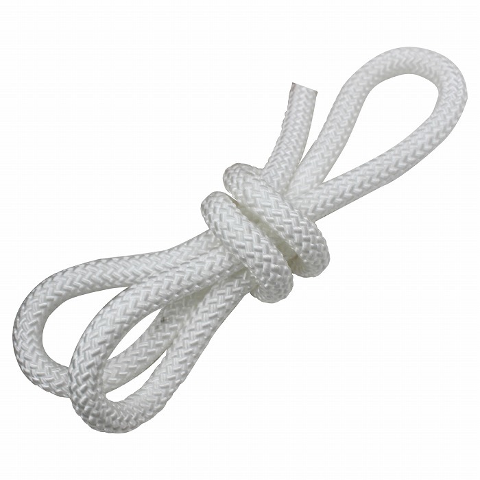 1m ~ 切り売り 16打 8mm 係留ロープ フェンダーロープ ダブルブレイド 白/ホワイト マリンロープ 船 係船 ロープ 8ミリ拍卖