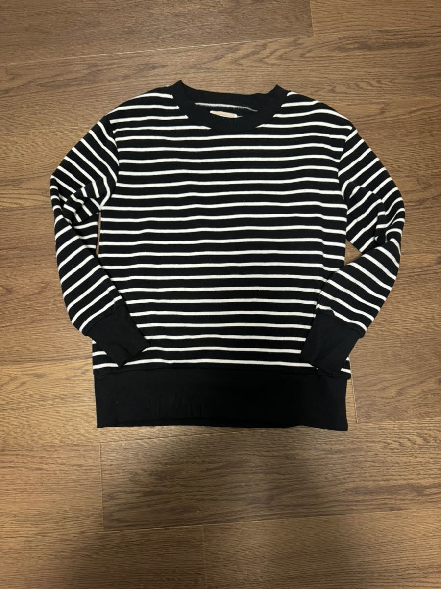 ピクシーハート裏起毛ボーダースウェット トレーナー S サイズ拍卖