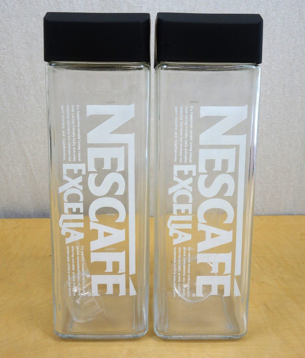 未使用 NEDCAFE ネスカフェ EXCELLA エクセラ アイスコーヒー ボトル ポット ガラス製 スプーン付き 2個セット 昭和レトロ拍卖