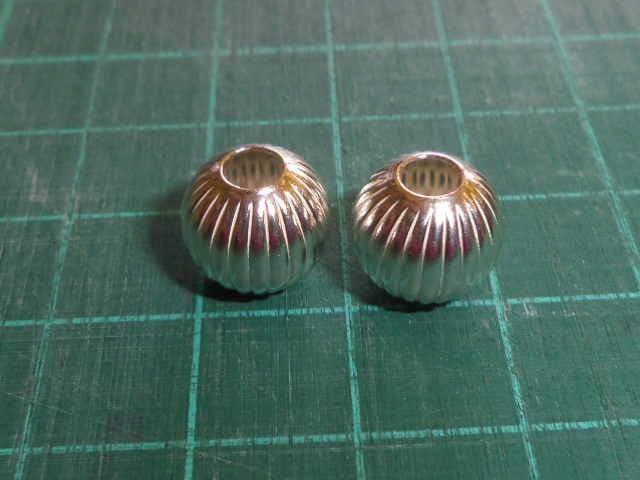 シルバー925ビーズ 2個 丸縞 10.0mm 穴径3.4mm 拍卖