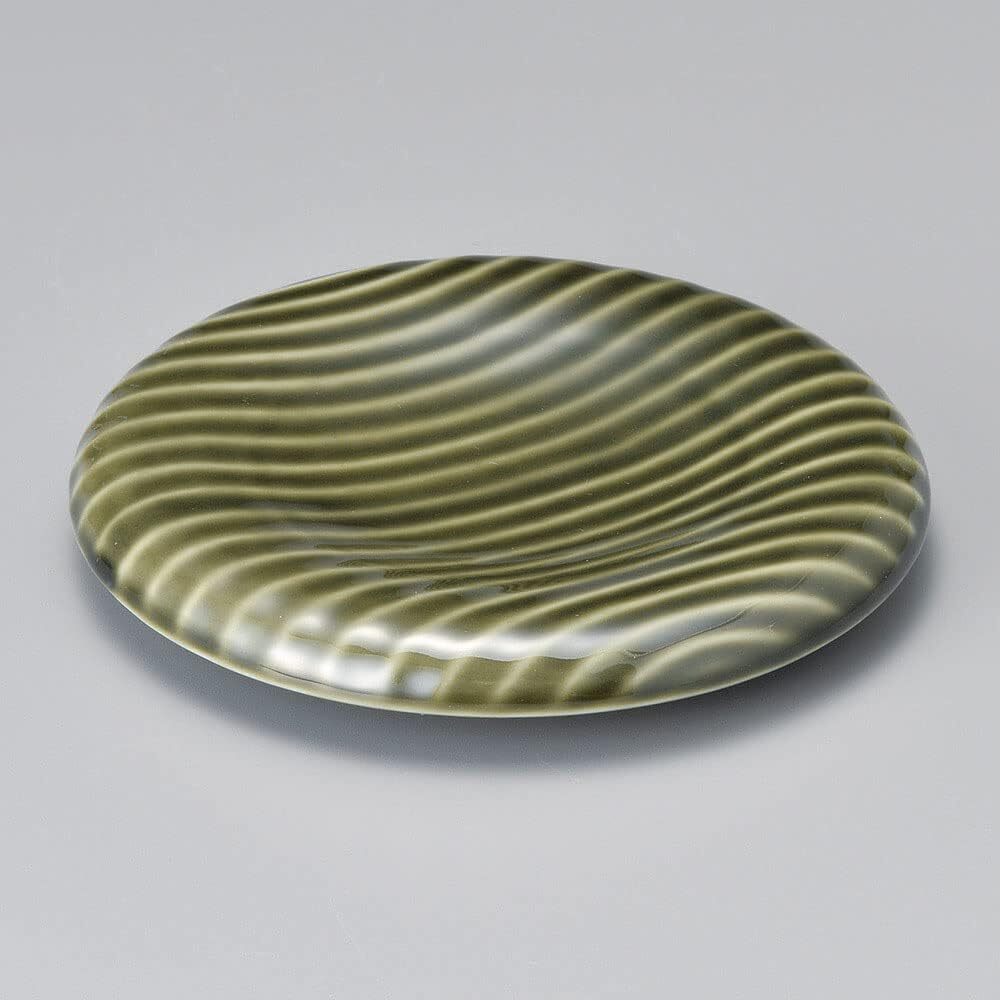 KU! 美濃焼 ☆織部6寸ウエーブ向付☆ 47-17-757 新品 プレート 盛皿 盛鉢 小付 皿拍卖