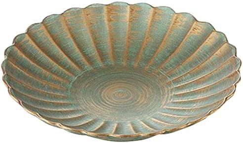 KM 美濃焼! ☆緑金彩菊型皿☆ 37K230-5 新品 プレート 皿 小鉢 大鉢 焼物皿 ギフト拍卖