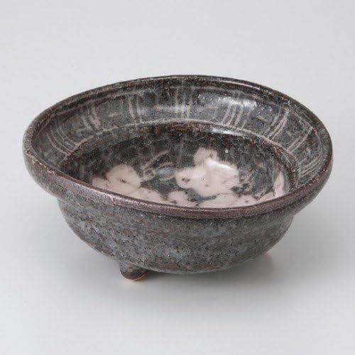 KM 美濃焼! ☆鼠志野ぶどう三つ足向付☆ 37Q022-6新品 プレート 皿 小鉢 大鉢 ギフト拍卖