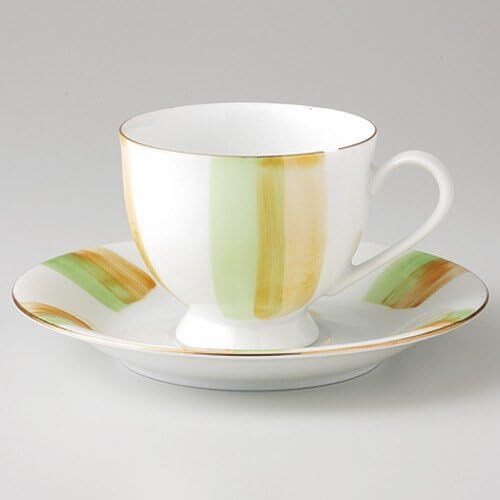 KM美濃焼! ☆あけぼの十草緑・コーヒー碗皿☆ 37K424-17 新品 紅茶 カップ ミルク ラテ エスプレッソ カプチーノ 茶器 ギフト拍卖