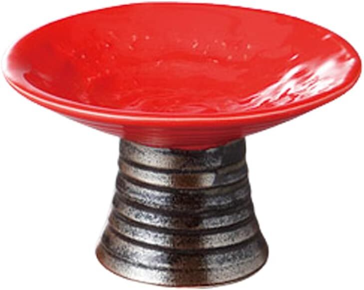 KU! 美濃焼 ☆赤高台丸4寸皿☆ 60-18-757 新品 プレート 盛皿 盛鉢 小付 皿拍卖