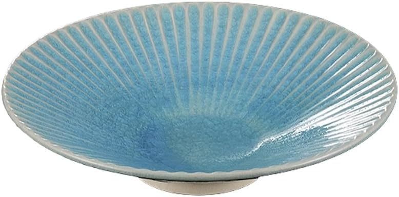 KM! 美濃焼 ☆トルコブルー反7.0鉢☆ 37K072-17 プレート 中皿 ボウル 盛皿 向付拍卖