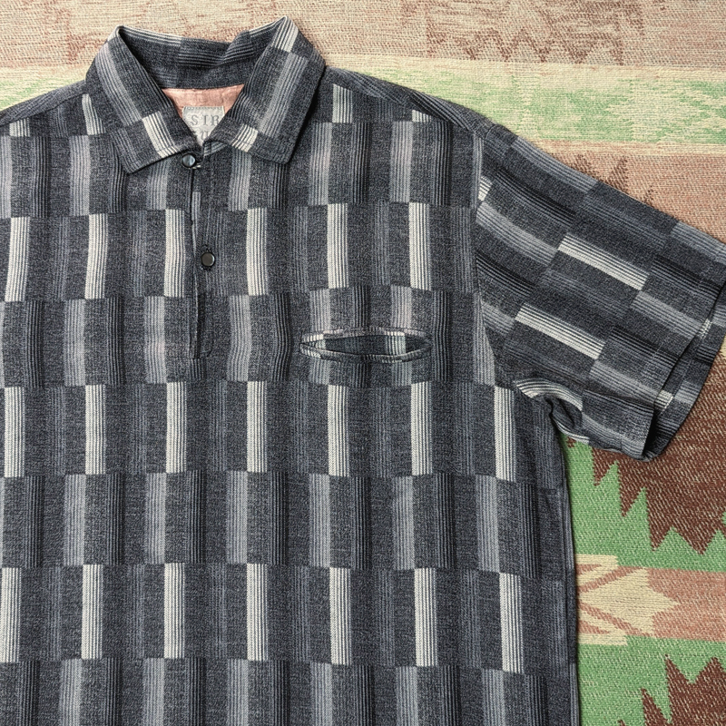 グレー グラデーション 【SIR GUY】 50s 50年代 サーガイ レーヨン オープンカラー ボックス ループ シャツ ロカビリー ビンテージ 40s60s拍卖
