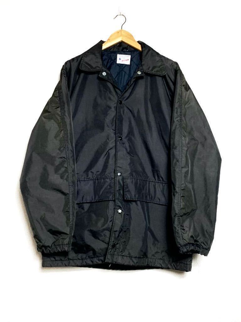 60s 70s USA製 ビンテージBUTWIN キルティング 極厚 コーチジャケット バトウィン ビッグサイズ XL ブラック 黒/カーディナル アワード拍卖
