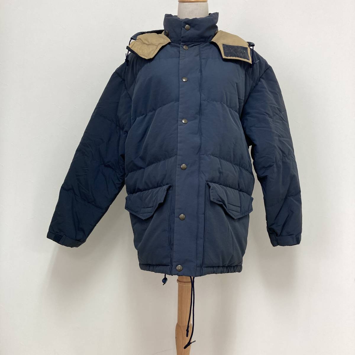 a03698 黄金比 HAY'S メンズ ダウンジャケット アウター フルジップ フード L 青 上質 防寒 古着 USED 万能 ベーシックカジュアルスタイル拍卖