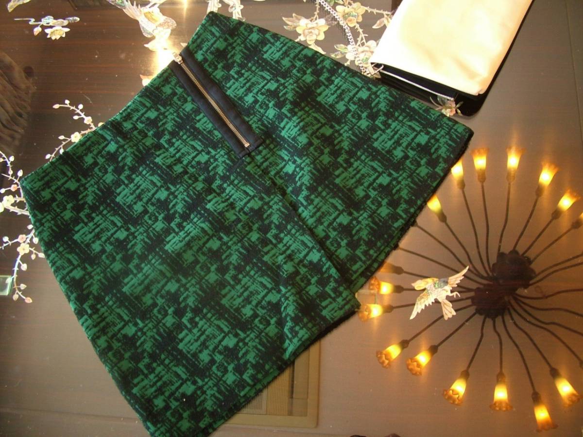 Devinette アバハウス スカート グリーン 黒 ジッパー ミニ オシャレ!拍卖