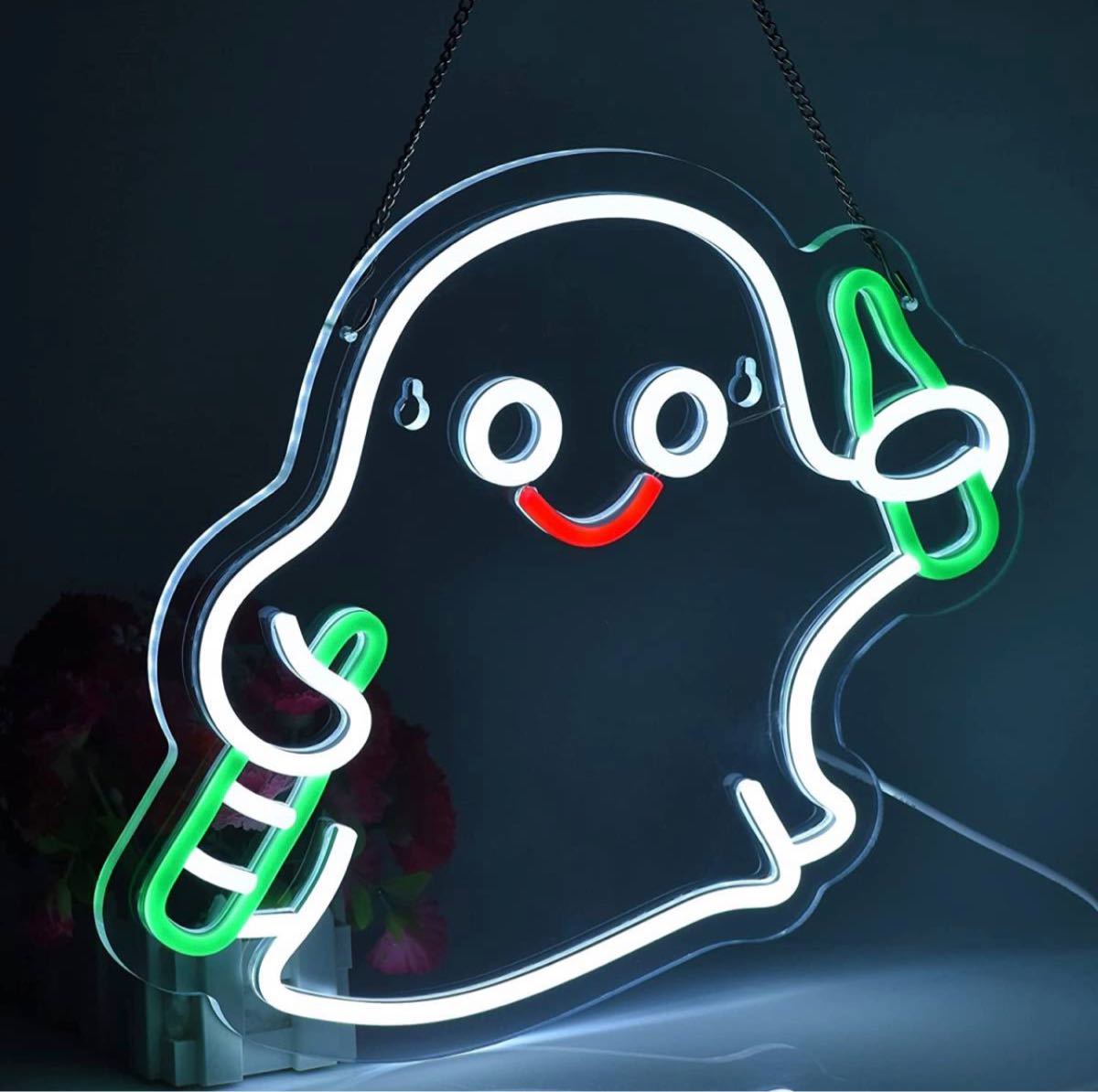 オーダーメイド LEDネオンライト おばけ キャラクター USB式 看板 オリジナル拍卖