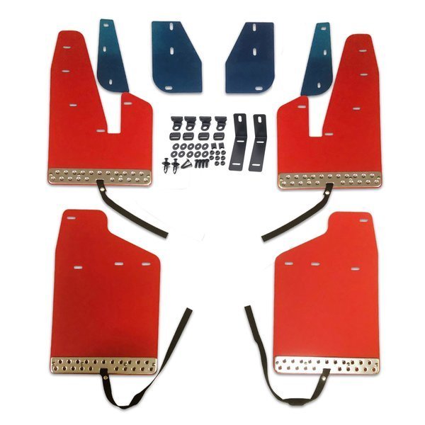 マッドガード EVA樹脂製 ベルト付き デリカ D5 泥除け オフロード 専用設計 1台分 レッド H19年1月~H31年2月 新品 WD100470-RL拍卖