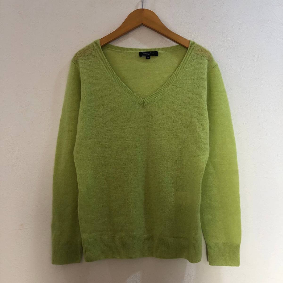 chancery lane/チャンセリー レーン 長袖 Vネック カシミヤセーター グリーン レディース M拍卖