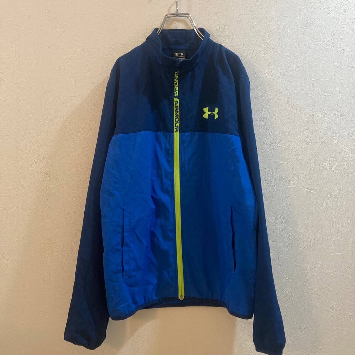 UNDER ARMOUR/アンダーアーマー 長袖 ジップアップナイロンジャケット サッカー ブルー メンズ M拍卖