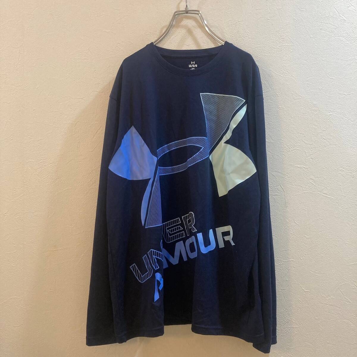 UNDER ARMOUR/アンダーアーマー 長袖 ロングTシャツ サッカー ネイビー 紺 メンズ L拍卖