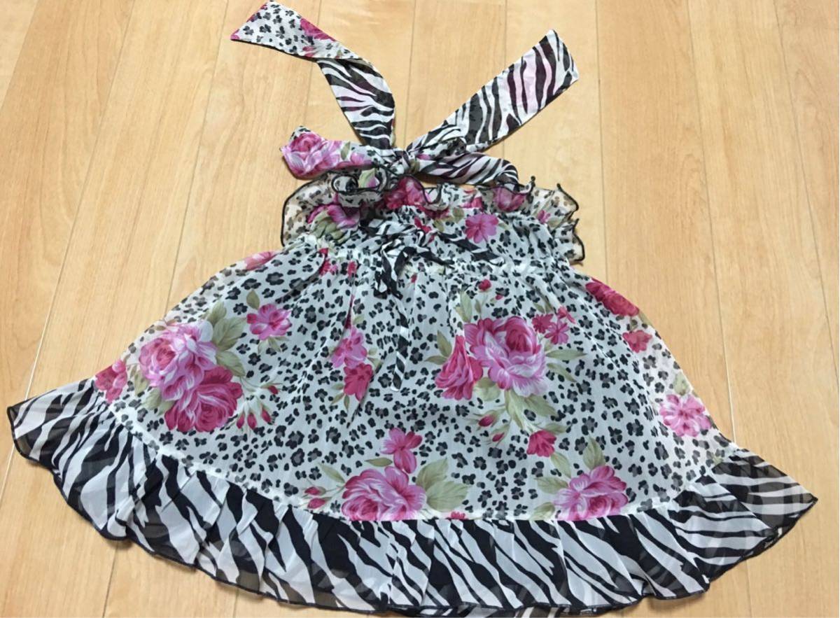 新品バナナチップス シフォンホルターキャミソールトップス13440円 130 ギャル 子供服キッズ 女の子 バナチ 薔薇柄拍卖