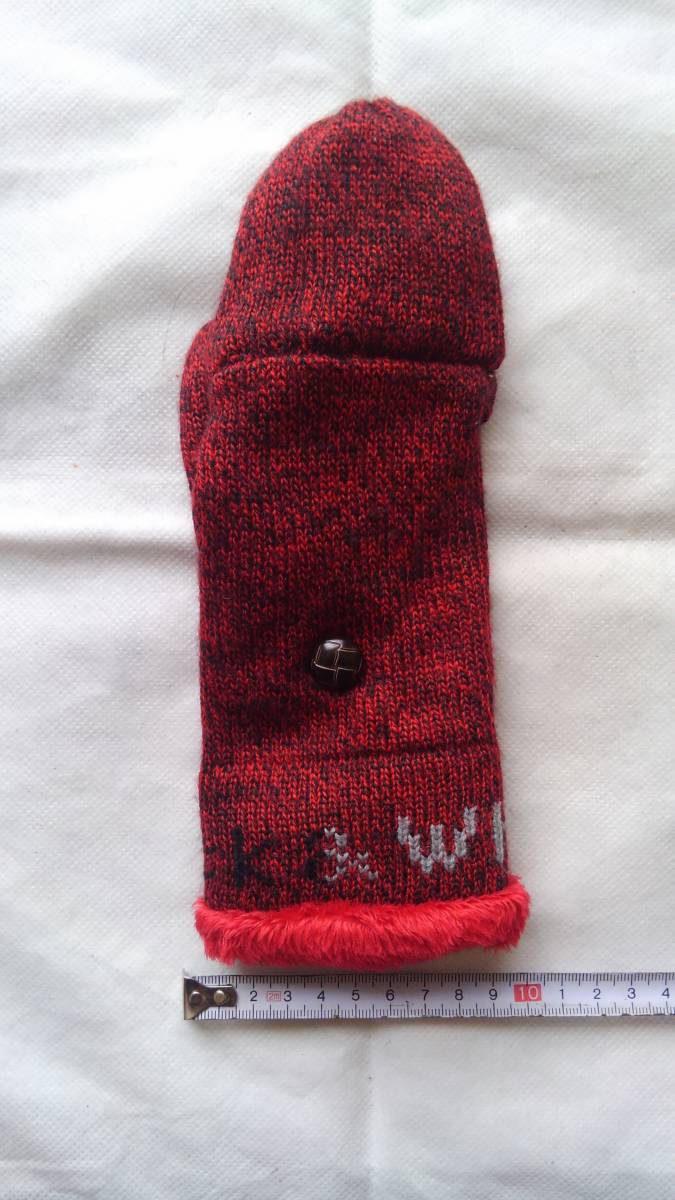 ★★BLACK&WHITE ニット手袋 防寒用 男性用 右手用 (赤)F19拍卖