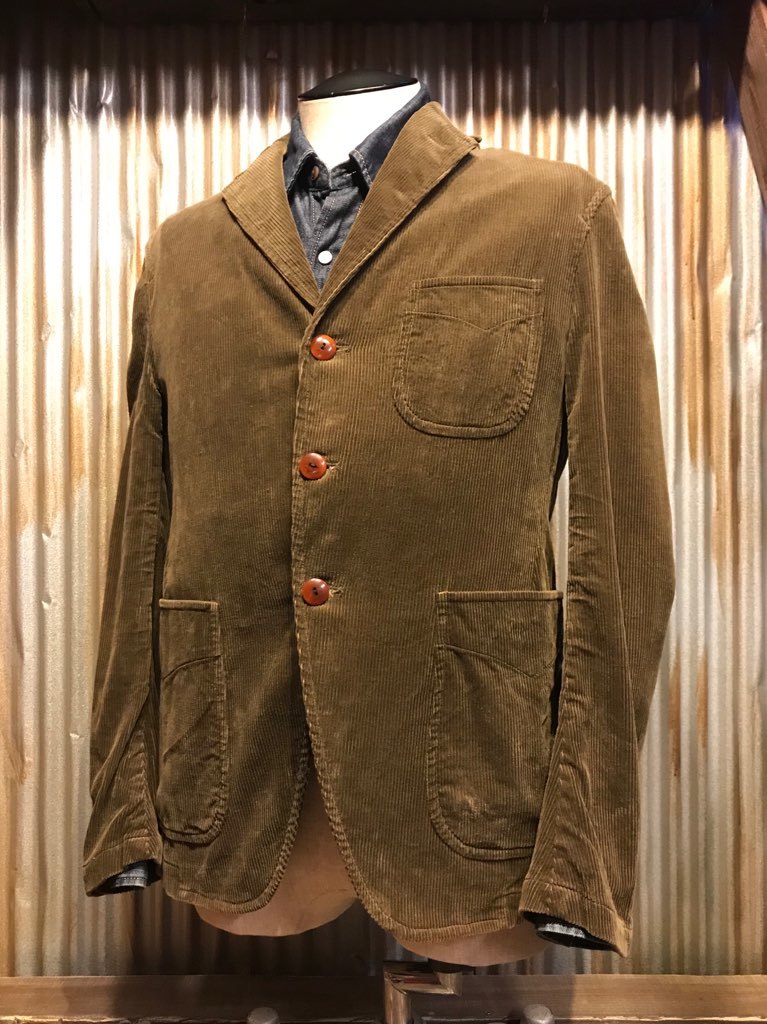 H009 メンズジャケット nano universe ナノユニバース カジュアル アウター テーラード コーデュロイ カーキ 3B 3釦 (8)/ M拍卖