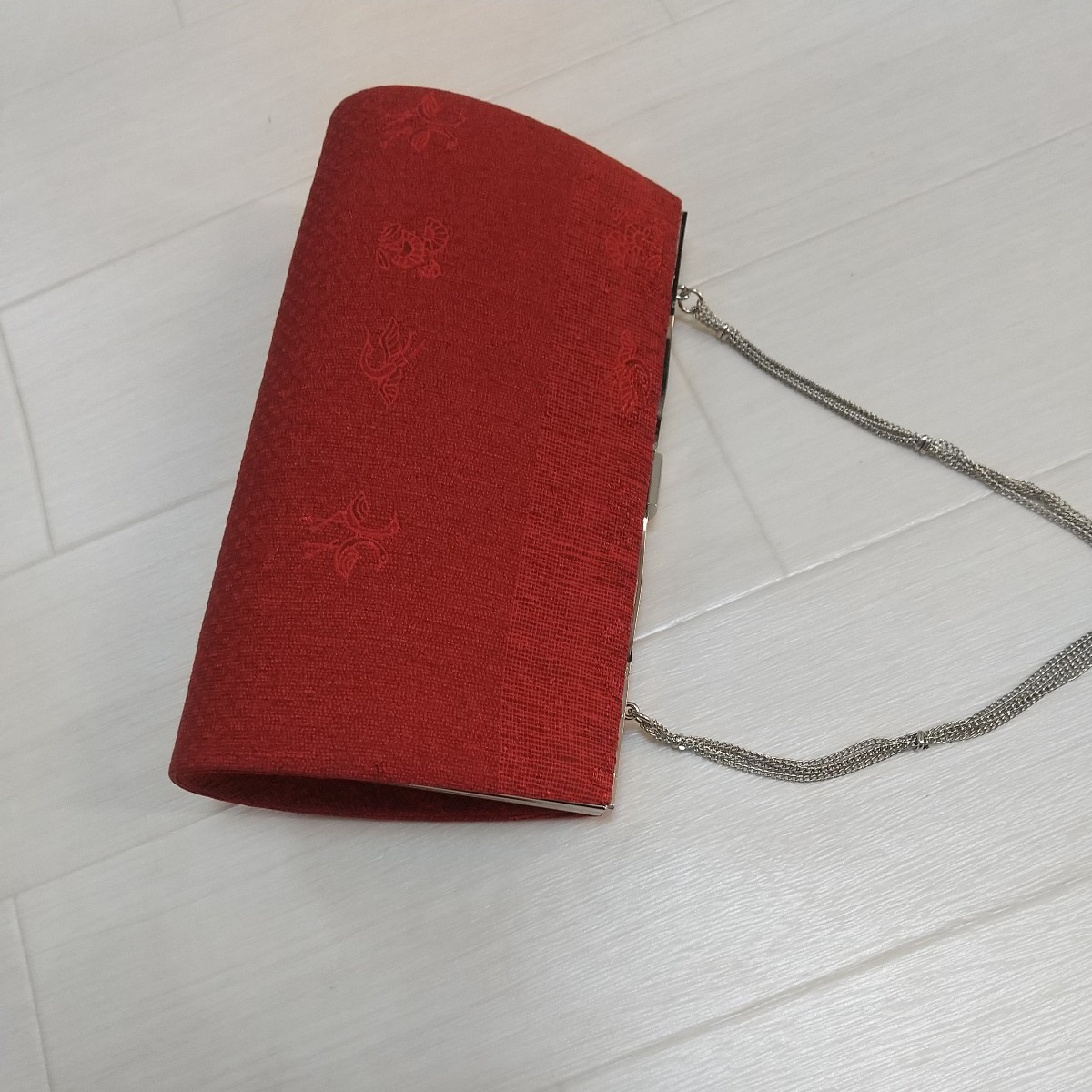 2way 和装バッグ ハンドバッグ クラッチバッグチェーン付き 赤色 箱付き 美品拍卖