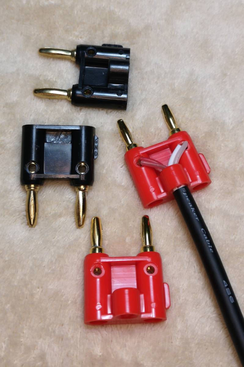 ♪♪一体型デュアル・バナナプラグ赤・黒 4個セット♪♪⑫拍卖