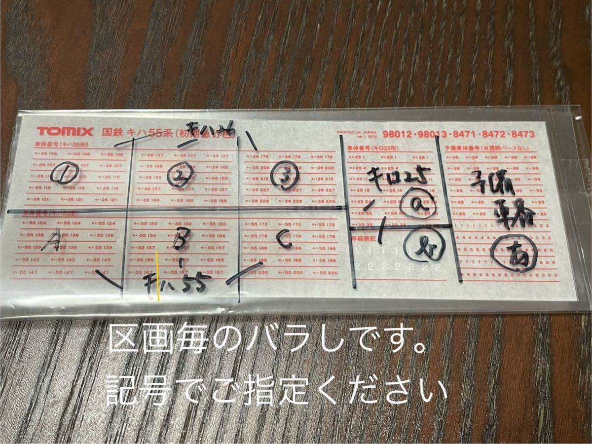 トミックス tomix 98012 8471 キハ55 キハ26 キロ25 初期急行色【車番インレタバラ/区画毎】#kato#キハ58#キハ40#キハ181#キハ82#キハ10拍卖