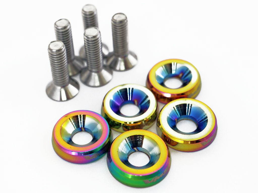 VMS Racing ネオクローム ワッシャー付 ナンバーボルト 5本セット USDM 北米仕様拍卖