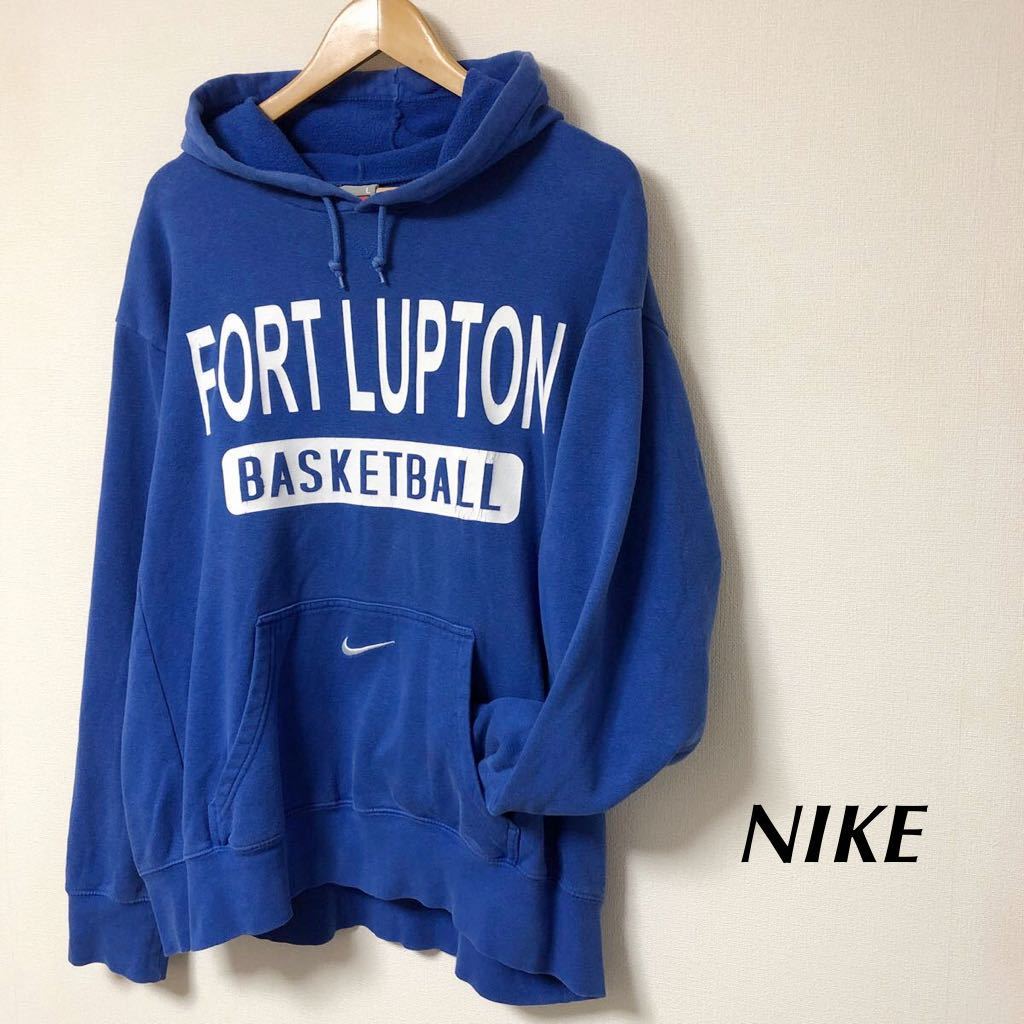 NIKE /ナイキ /メンズL 長袖 プルオーバーパーカー スウェット 裏起毛 トップス ビッグロゴ FORT LUPTON BASKETBALL アメカジ USA古着拍卖