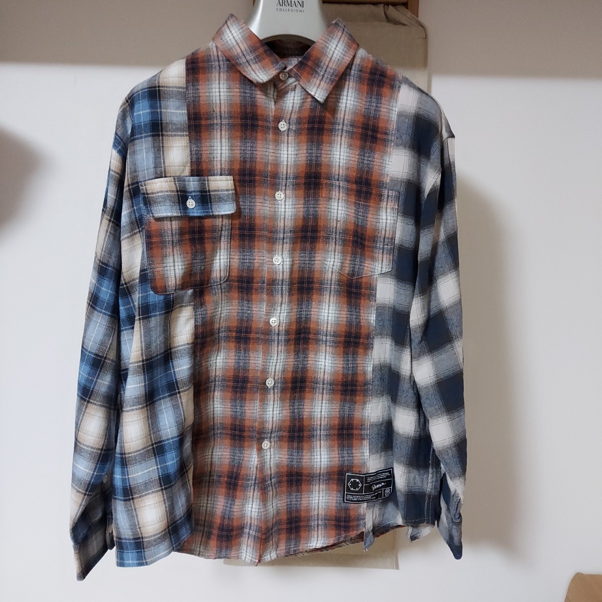 国内正規品 Dessin 希少 限定 パッチワーク チェック オンブレ シャツ拍卖