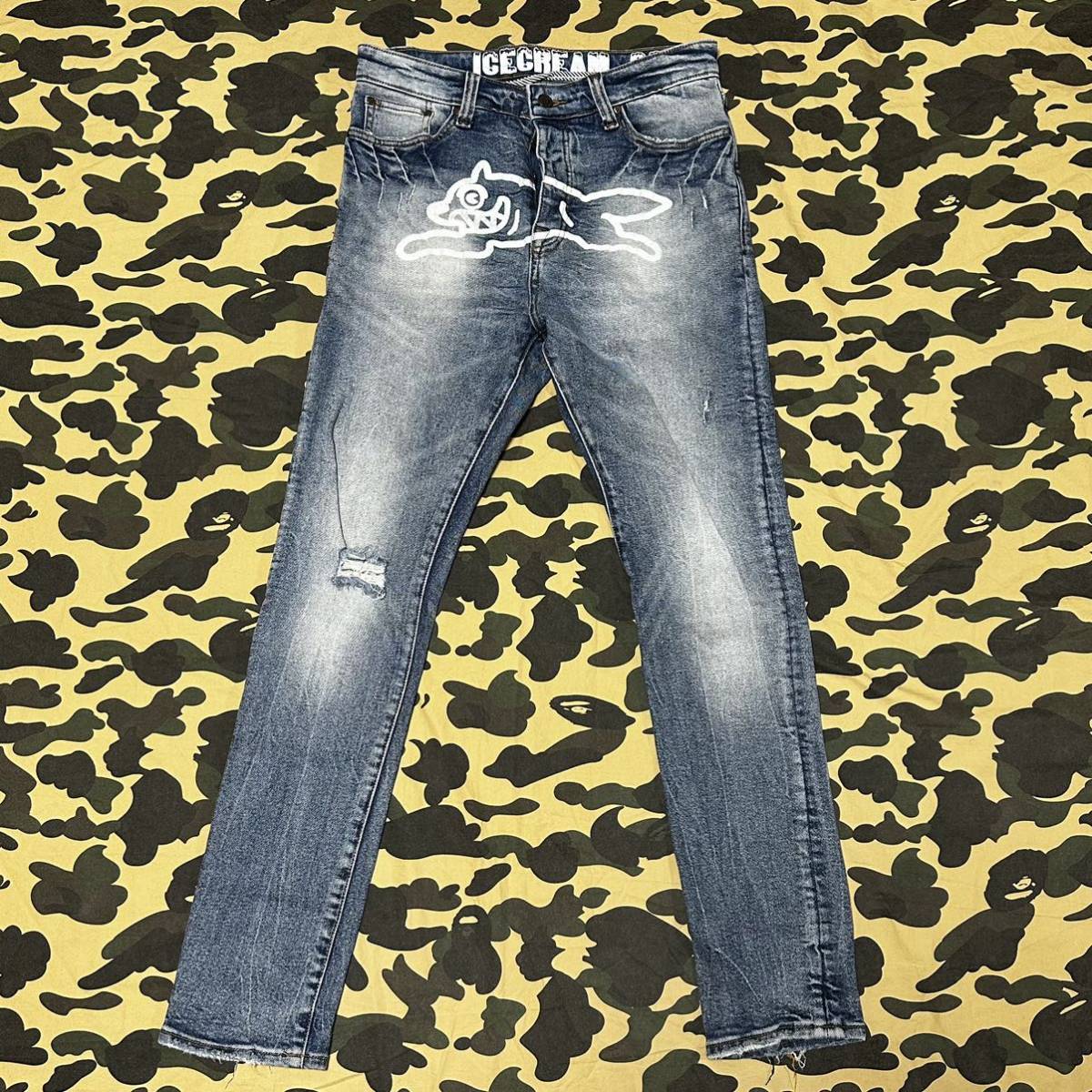 running dog denim pants BBC ICECREAM billionaire boys club ビリオネアボーイズクラブ フロントドッグ デニム ランニング 30拍卖