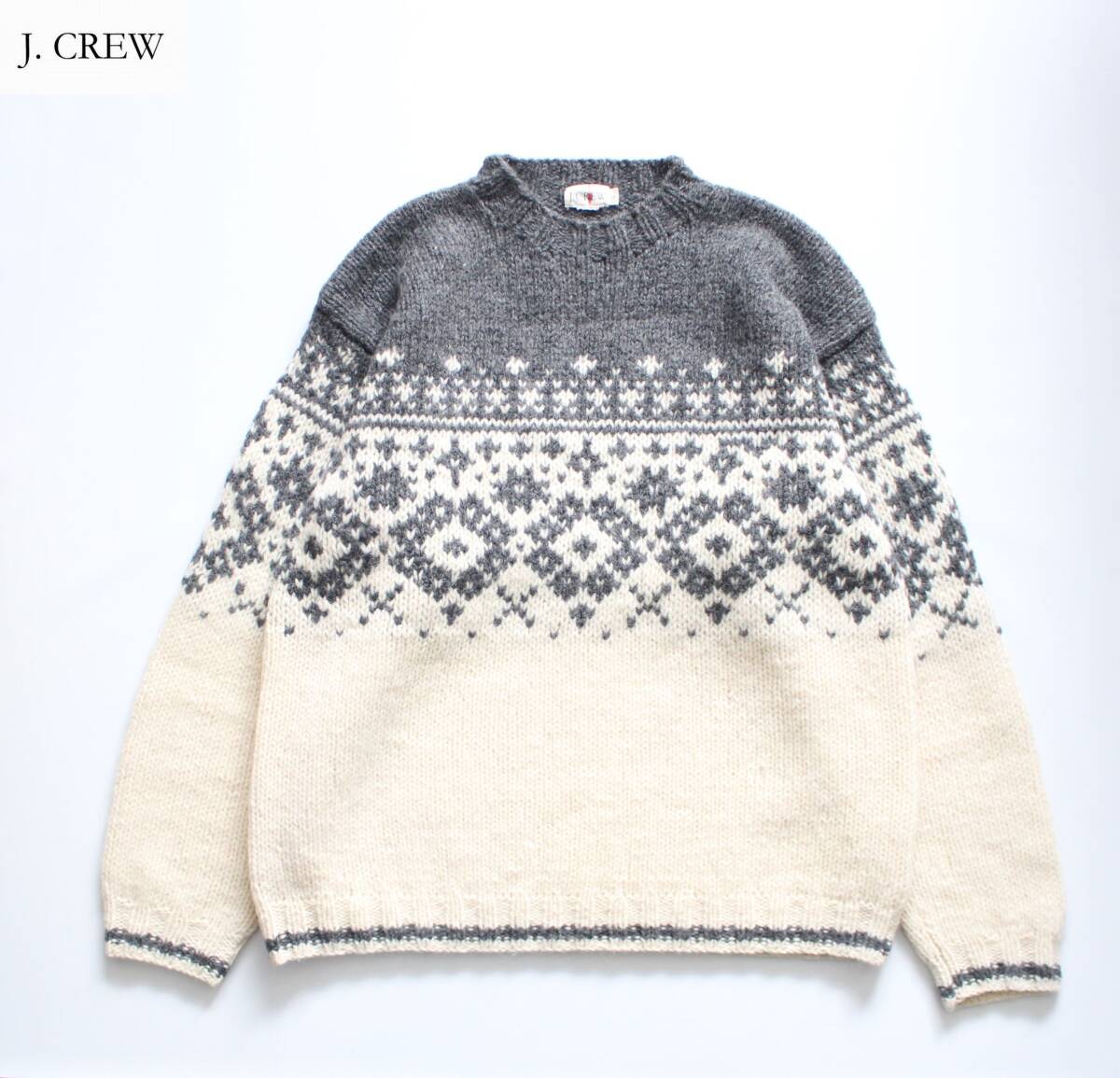 【 J.CREW ジェイクルー 】ノルディック ハンドニット ウール クルーネックセーター Lサイズ レナウン取扱 オールド古着 ヴィンテージ拍卖