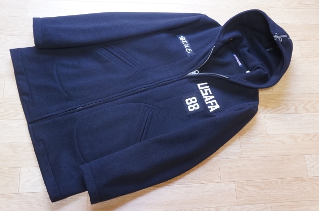 J323 即決 H.R.MARKET ブルーブルー BLUE BLUE パッチ付き カシミヤ混ウール カデットコート riri製ファスナー 1 日本製拍卖