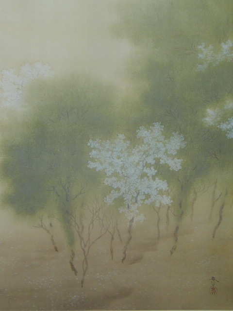 菱田春草、【春色】、希少な額装用画集より、状態良好、新品額装付、インテリア、春、桜拍卖