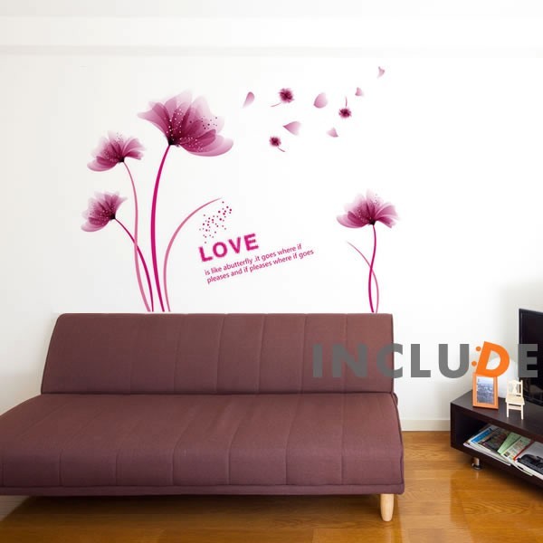 ウォールステッカー 赤い花 レッド 花 花びら コサージュ キラキラ 輝く 煌き 透明感ある花 透きとおる クリア拍卖