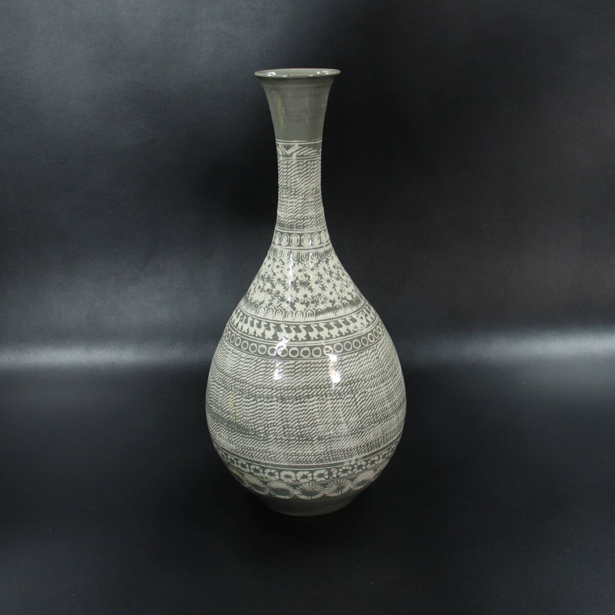 【真作保証】『朴富元』作/三島手 長頸花瓶 <240216016>拍卖