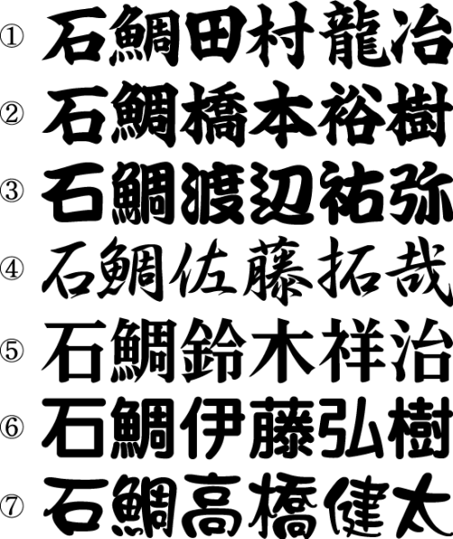 石鯛ネームステッカー 黒 30センチ  4枚組拍卖