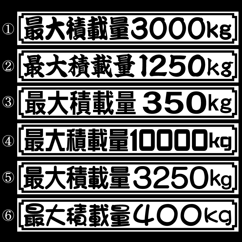 最大積載量ステッカー 白 25センチ 2枚組拍卖