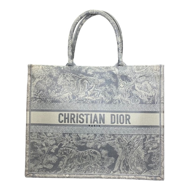 クリスチャン ディオール ブックトート ラージ ハンドバッグ トートバッグ 手持ち鞄 肩掛け トワル ドゥ ジュイ キャンバス グレー拍卖