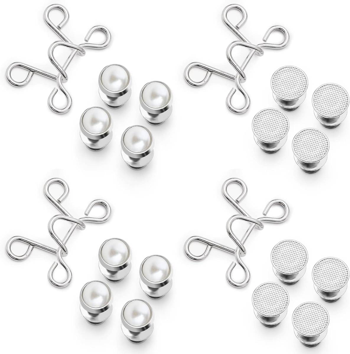 ★★ ジーンズ 調整ボタン 4セット リベット付き 縫い目ない ウエストバックル 取り外し可能ボタン シルバー パール 27MM拍卖