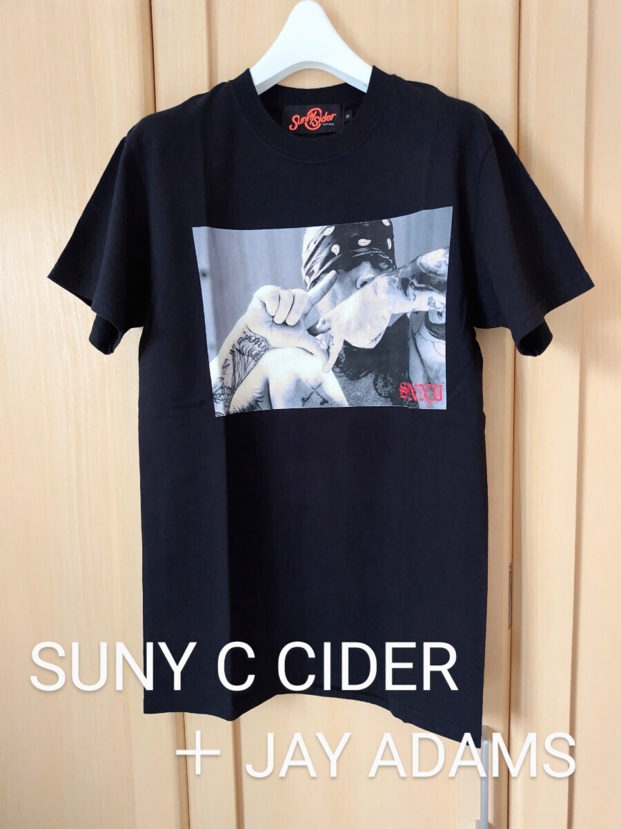 SUNY C CiDER x JAY ADAMS メンズS サニーシーサイダー x ジェイアダムス 限定コラボ クルーネック 半袖Tシャツ ブラック 拍卖