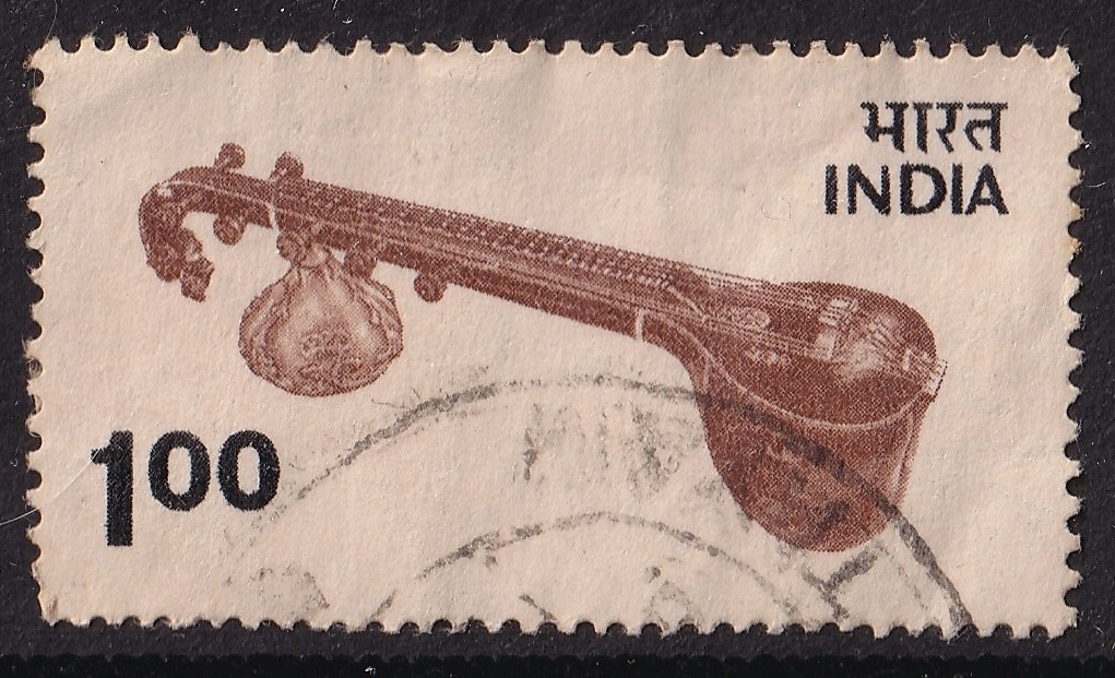 1975年前後/インド/外国切手1枚セット/楽器 ヴィーナ/100/INDIA拍卖