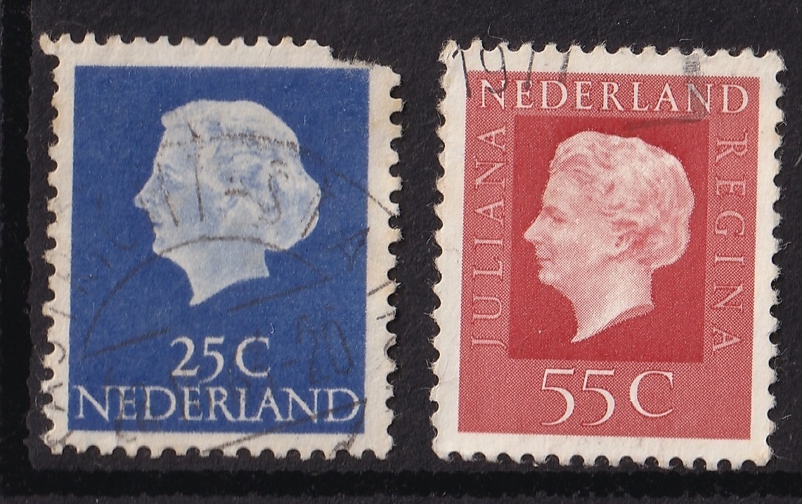 1954年頃/オランダ/外国切手2枚セット/女王ジュリアナ/25c 55c/NEDERLAND JULIANA REGINA拍卖
