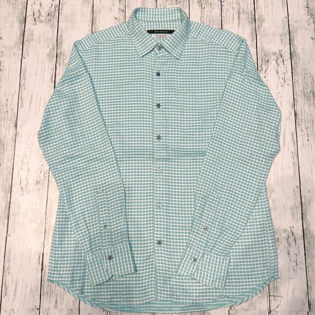 INTERMEZZO 総柄 ドット FINEST ITALIAN FABRICS 長袖シャツ拍卖