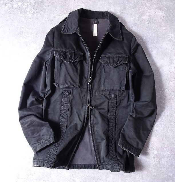 wjk ダブルジェイケイ 加工 フィールド ジャケット ミリタリー M-65 コットン 2wayジップ 日本製 ブラック メンズ (M) 黒 ●o-916拍卖