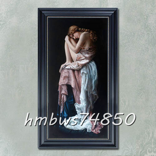 ☆新品◆美術品☆ 官能美女 美人画 美女 人物画 絵画 寝室 装飾品 額縁付き 40cm×80cm拍卖