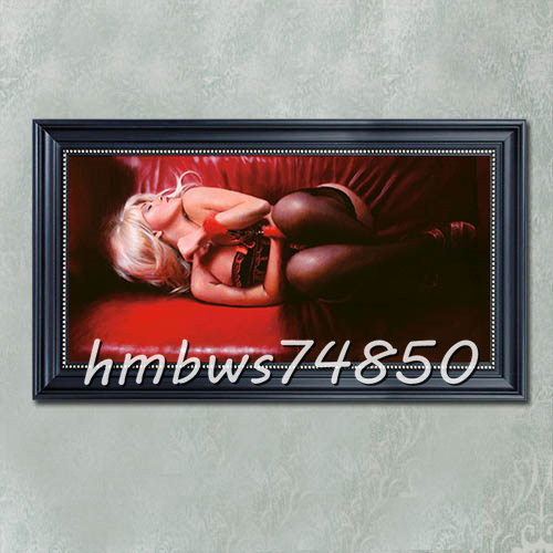 ☆稀少品◆美術品☆ 官能美女 美人画 美女 人物画 絵画 寝室 装飾品 額縁付き 40cm×80cm拍卖