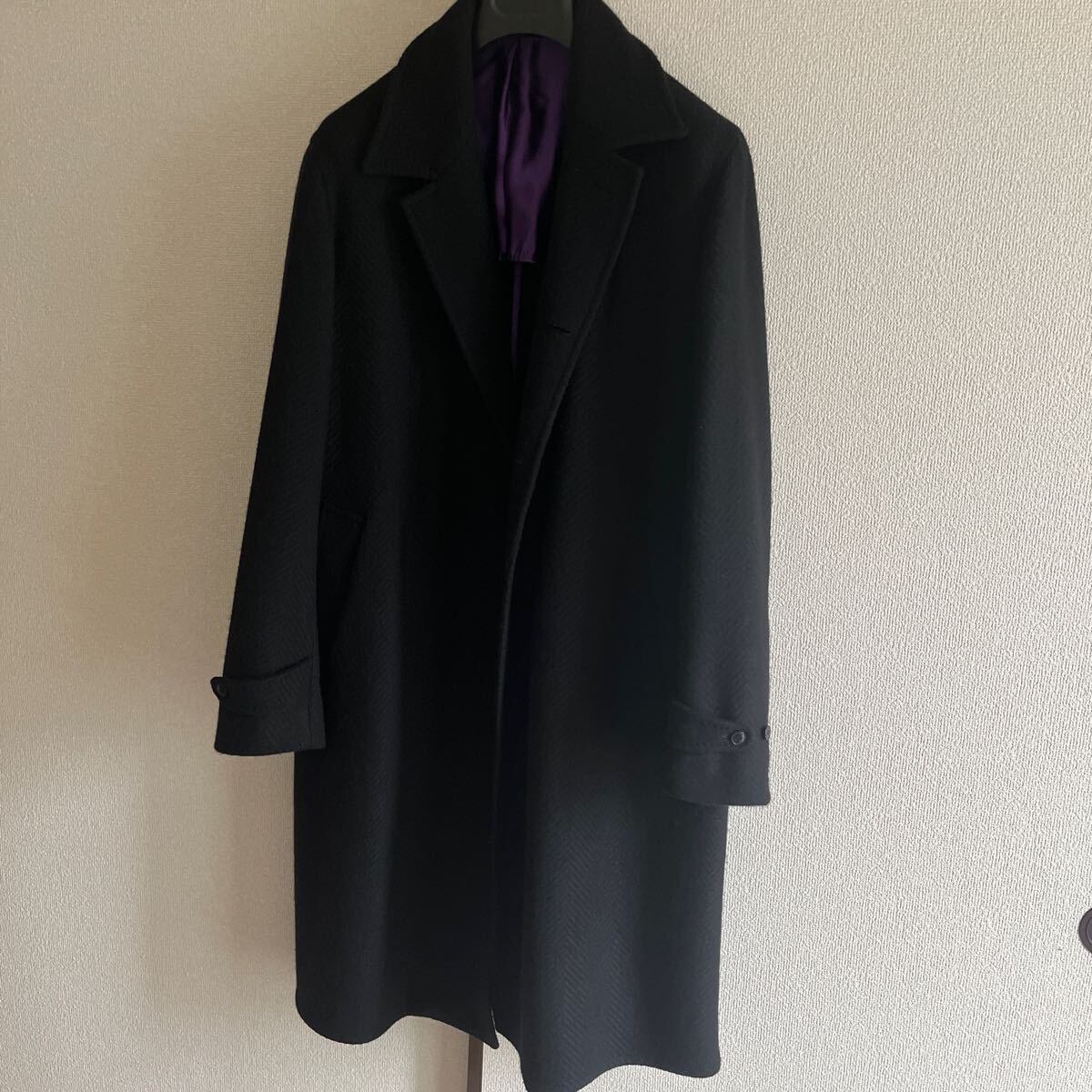 美品 stile latino スティレラティーノ ブラック コート 46 48チェスターコート ロング ウール ヘリンボーン ステンカラー 319,000円拍卖