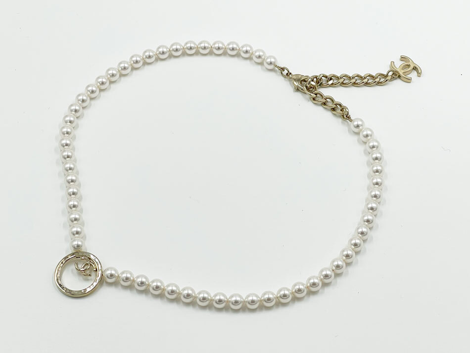 シャネル CHANEL ネックレス メタル コスチューム パール ゴールド ホワイト B24C ABC574 B15351 NU392 超美品拍卖
