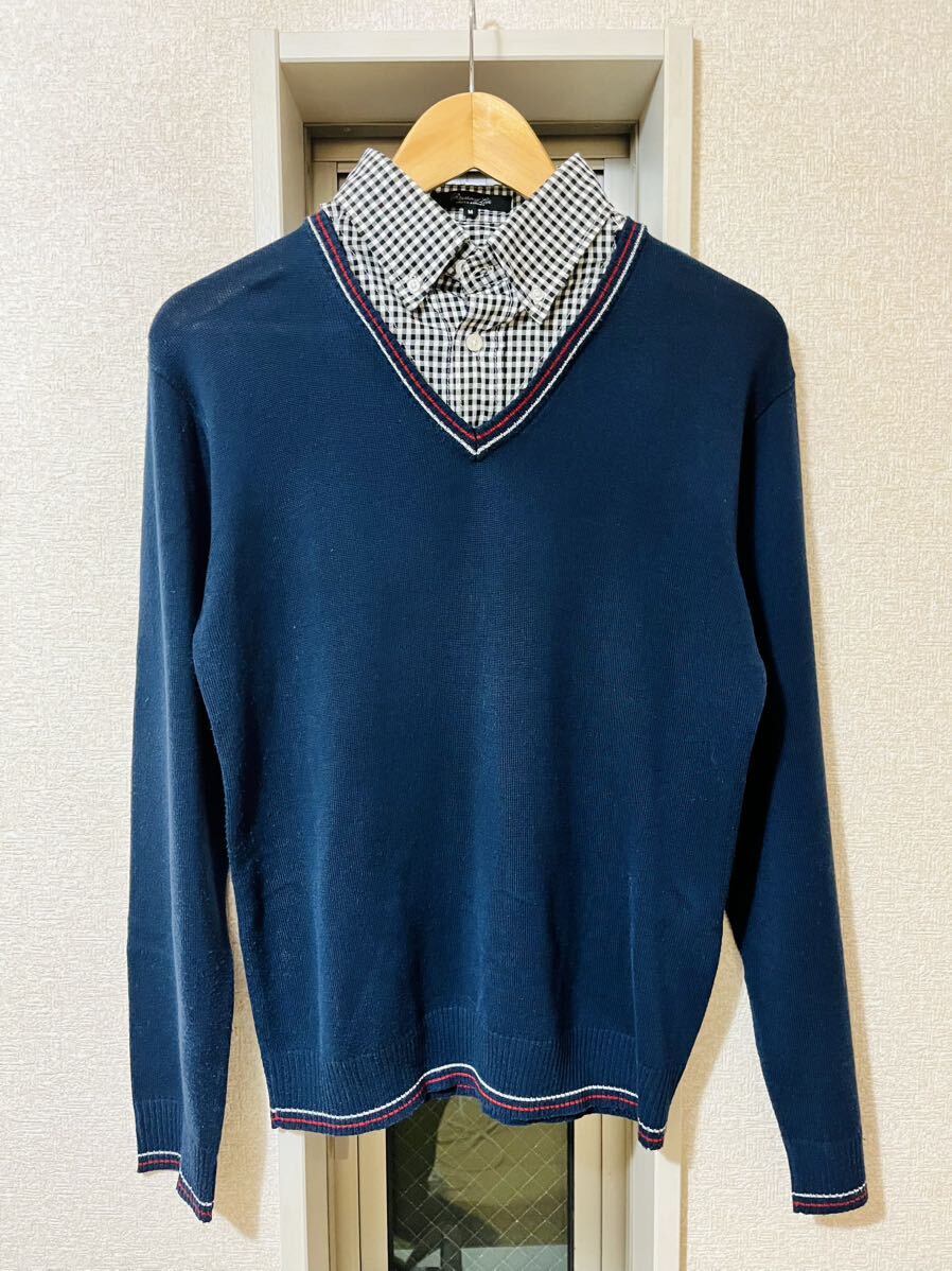 UNITED ARROWS(ユナイテッドアローズ) 襟付きニットセーター ネイビー M 長袖 レイヤー 重ね着拍卖