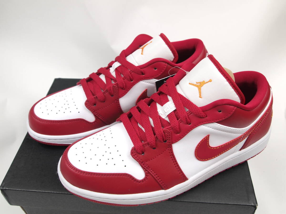 h863-1 新品 ナイキ エアジョーダン1 ロー カーディナルレッドNike Air Jordan 1 Low Cardinal Red 553558-607 US8.5 26.5cm拍卖
