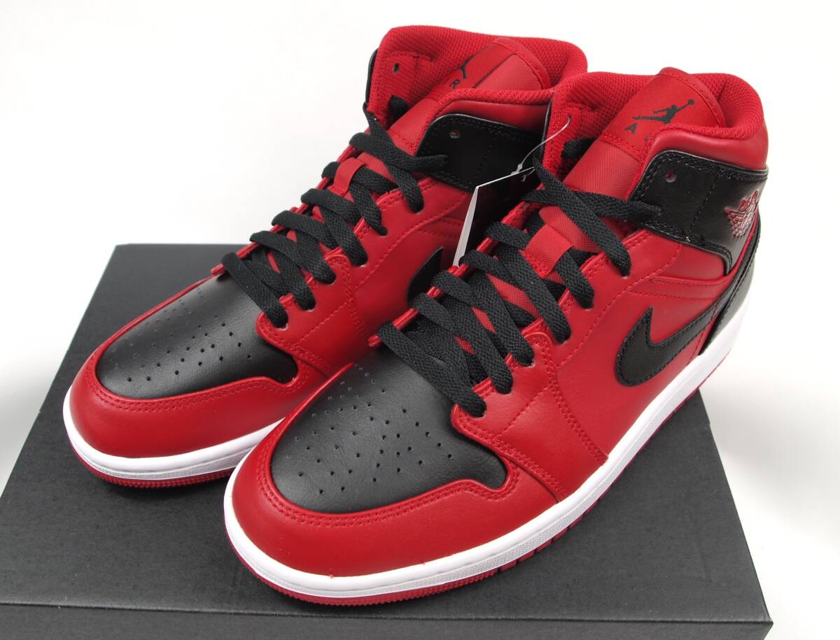 h861新品 ナイキ エアジョーダン1 ミッド "リバース ブレッド Nike Air Jordan 1 Mid "Reverse Bred 554724-660 US8.5 26.5cm拍卖